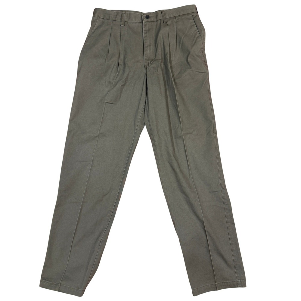 Lee Performance Khakis Mens 34x34 Pleated Front Cotton Pants Olive Drab
